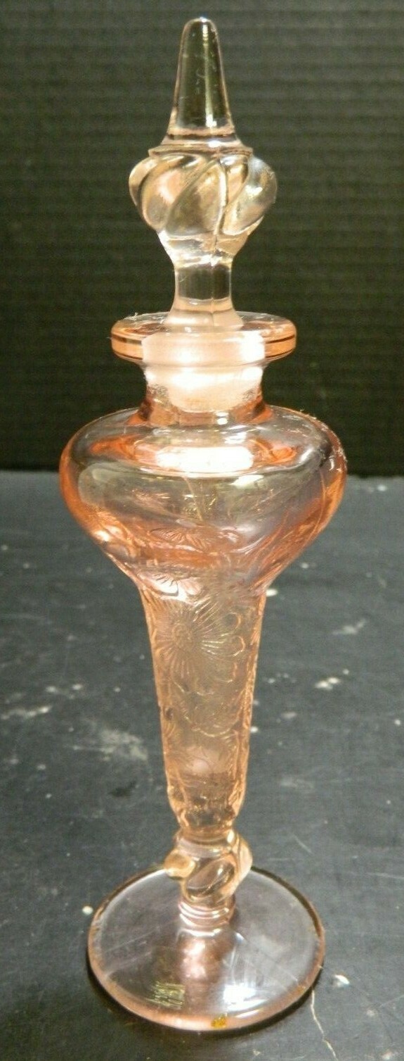 Vintage Tiffin Flower Garden w/ Butterflies Pink Glass Perfume Bottle Excellent Vintage Tiffin Flower Garden w/ Butterflies Pink Glass Perfume Bottle Excellent