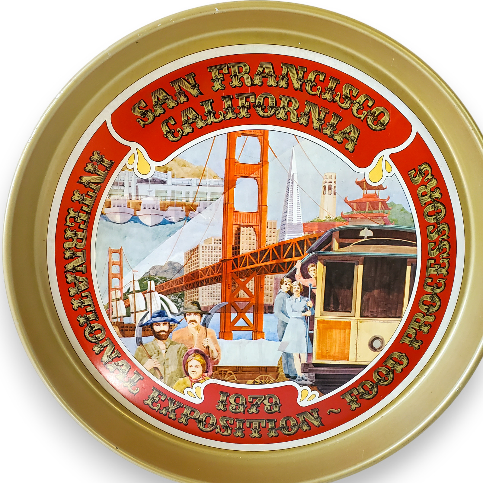 Vintage 1979 San Francisco Golden Gate Expo Metal Tray Continental Can Co Sign
