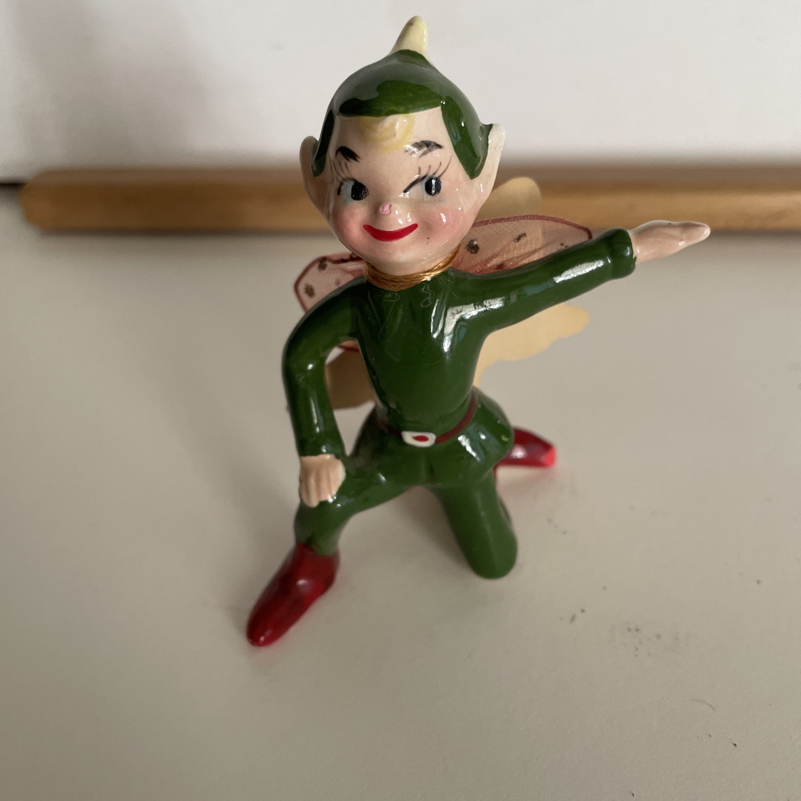 KREISS Vintage GREEN GENI LITTLE Pixie - 1957 Christmas Elf Kneeling Leaf Hat KREISS Vintage GREEN GENI LITTLE Pixie - 1957 Christmas Elf Kneeling Leaf Hat
