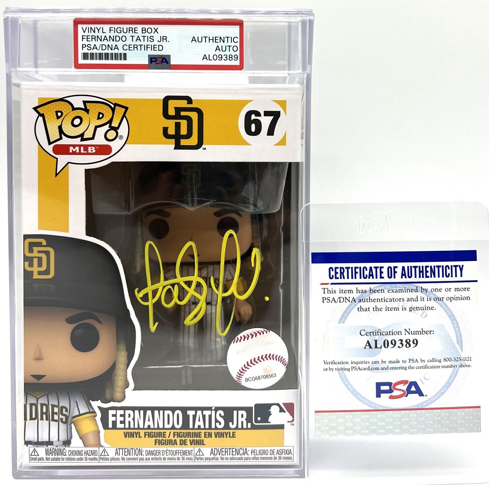 Funko Pop MLB San Diego Padres Fernando Tatis Jr #67 Signed PSA DNA