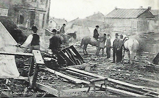 Postcard Shows Destruction of 1889 Johnstown PA Flood Main & Jackson St Postcard Shows Destruction of 1889 Johnstown PA Flood Main & Jackson St