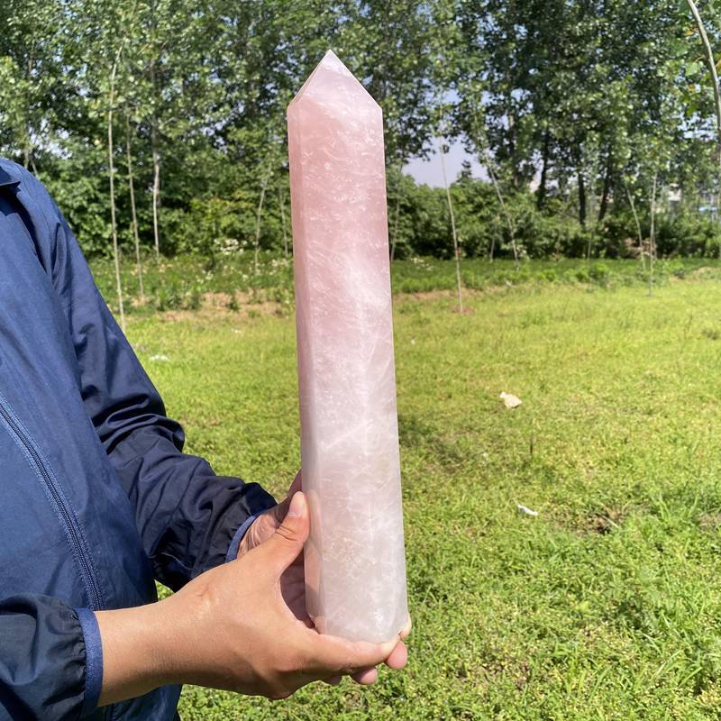 6.38LB Natural Rose Quartz Obelisk Large Tower Crystals Wand Point Reiki Healing