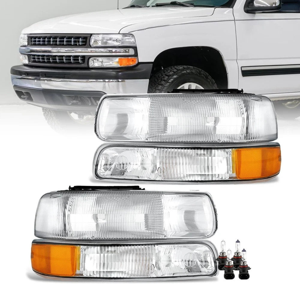 Headlights Assembly with Bulbs for 1999 2000 2001 2002 Chevy Silverado 1500 2500 Headlights Assembly with Bulbs for 1999 2000 2001 2002 Chevy Silverado 1500 2500