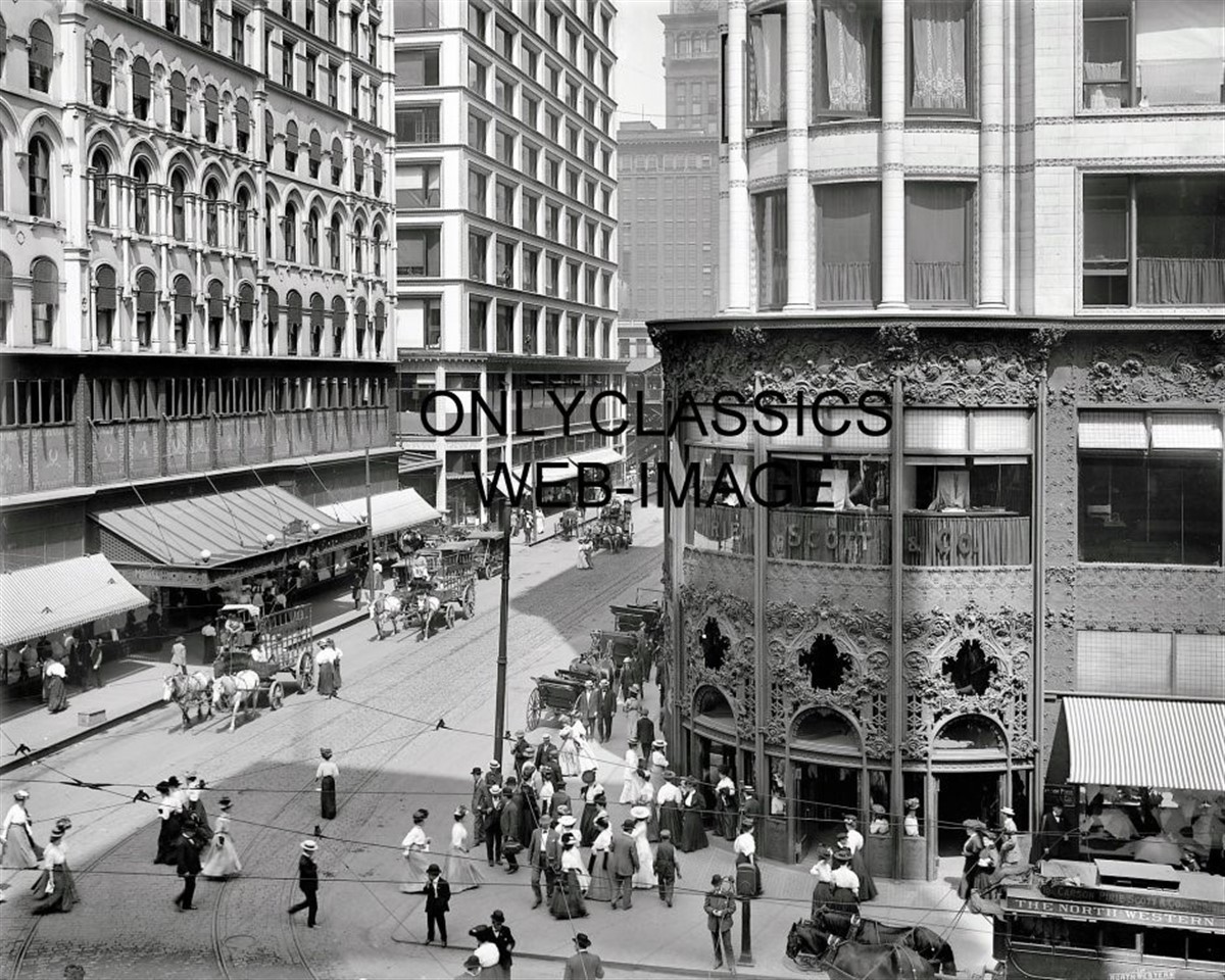 1907 VINTAGE CHICAGO DOWNTOWN MADISON & STATE STREET 8X10 PHOTO VICTORIAN DRESS 1907 VINTAGE CHICAGO DOWNTOWN MADISON & STATE STREET 8X10 PHOTO VICTORIAN DRESS