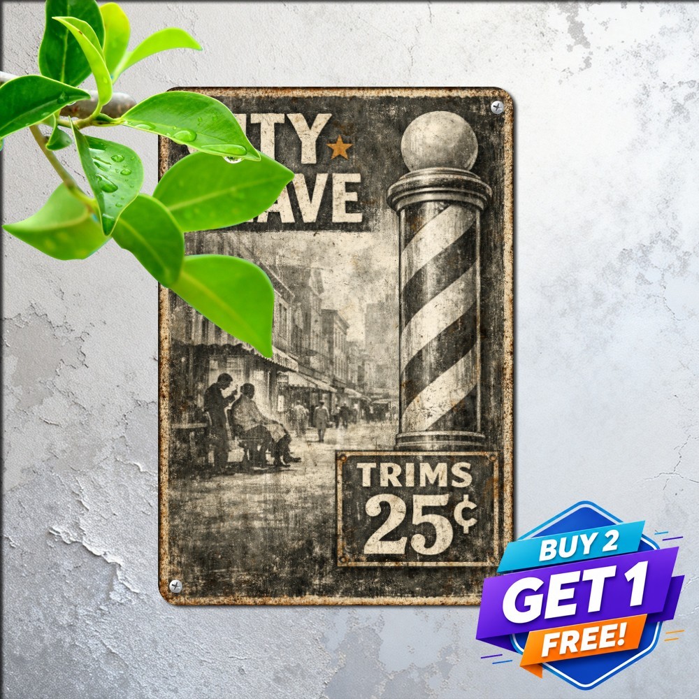 Historic Urban Architecture Plaque Vintage City Travel Metal Tin Sign