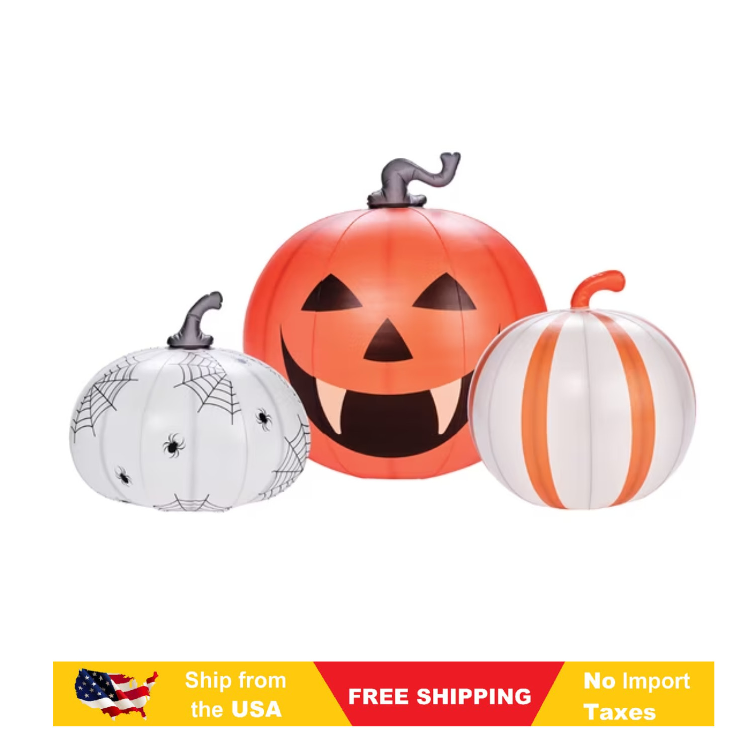 FUNBOY Inflatable Pumpkin 3-Pack Halloween Decorations Outdoor with Bonus Ghost FUNBOY Inflatable Pumpkin 3-Pack Halloween Decorations Outdoor with Bonus Ghost