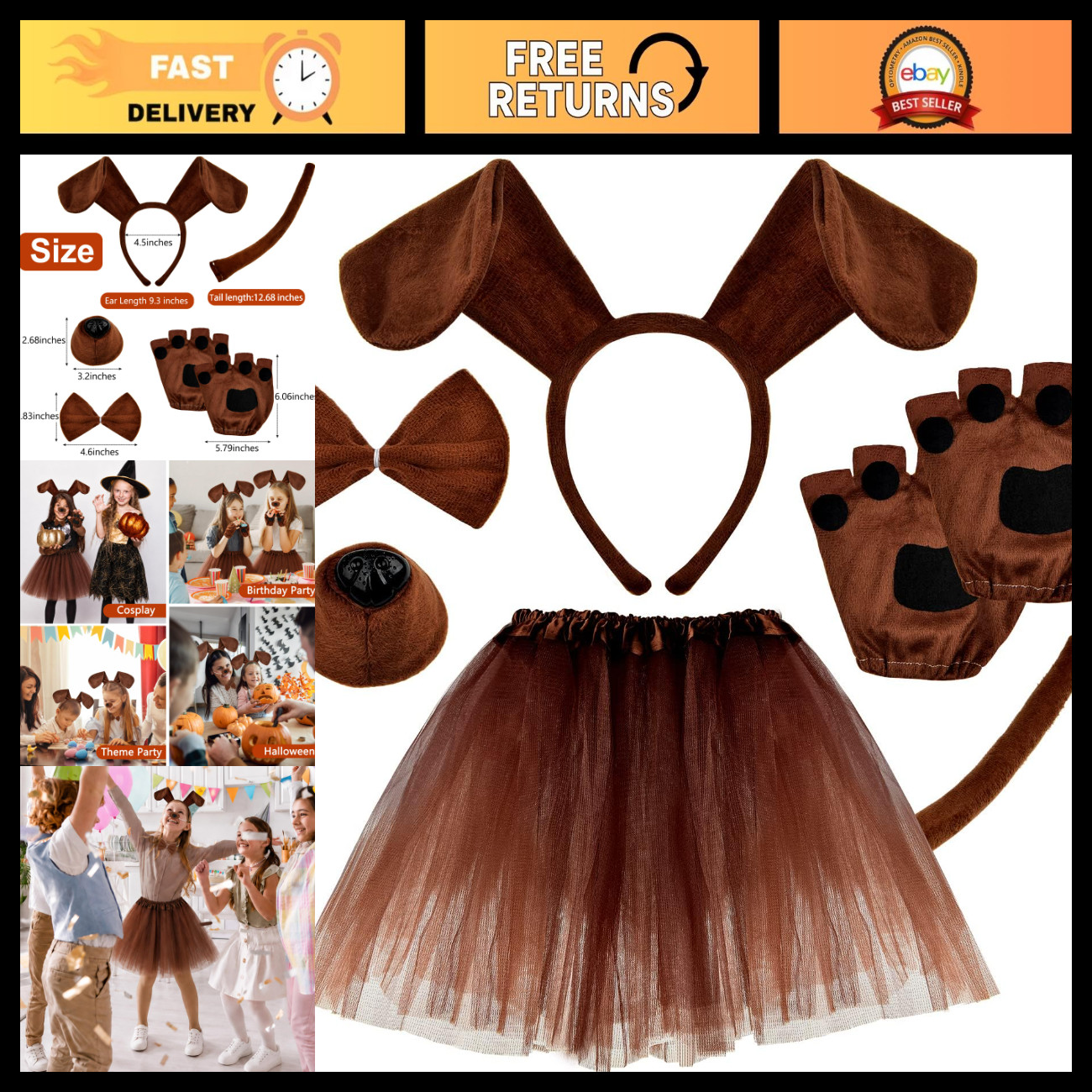 Coopay 6 Pcs Puppy Dog Tutu Skirt Animal Costume Accessories for Halloween