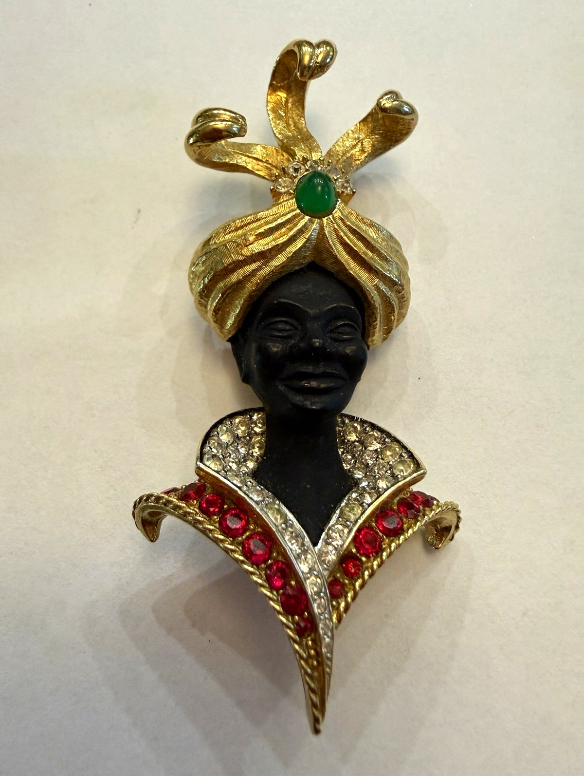 Boucher Vintage Signed and Numbered Blackamoor Prince Brooch Pin Rhinestones 3in Boucher Vintage Signed and Numbered Blackamoor Prince Brooch Pin Rhinestones 3in
