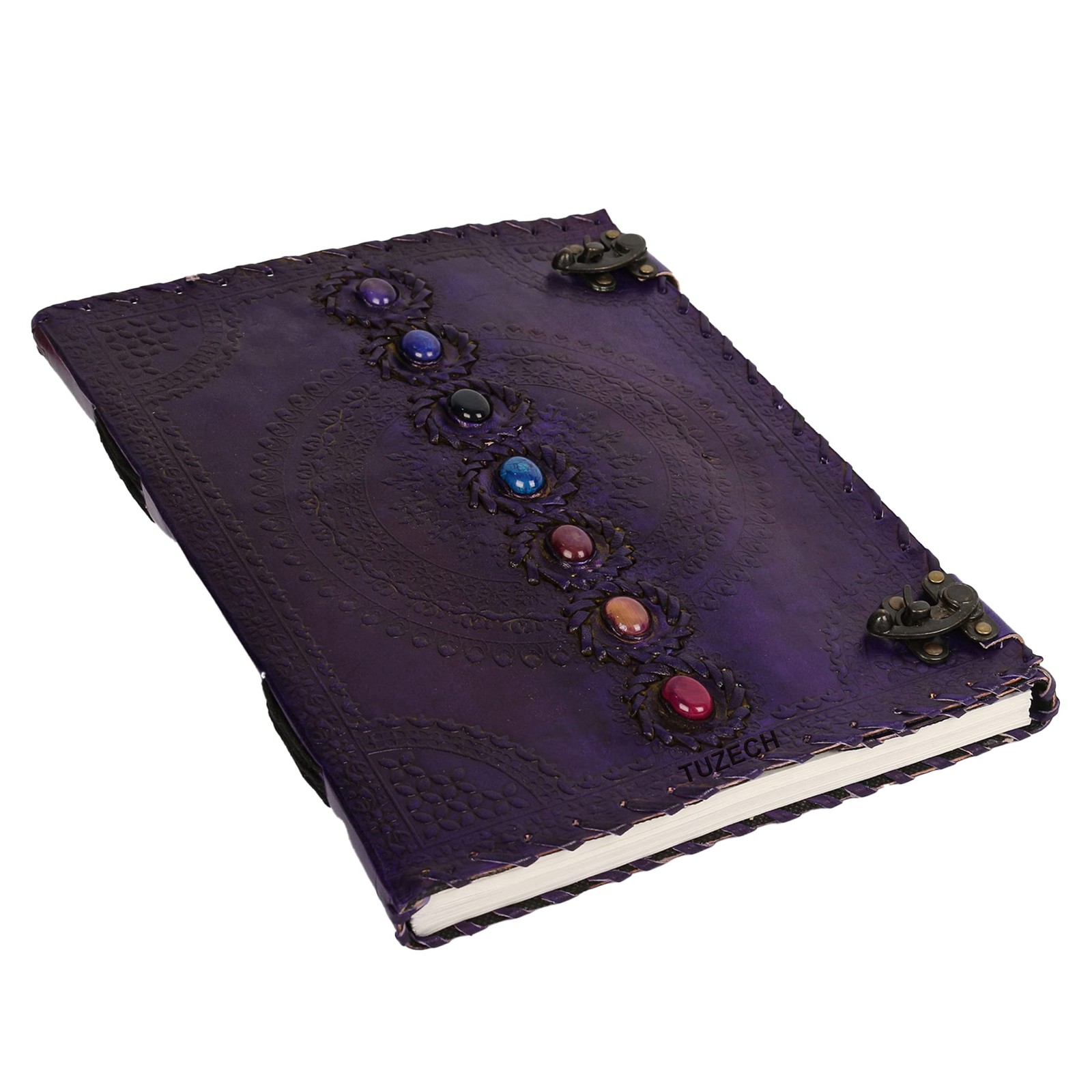 TUZECH Chakra Leather Journal Book of Shadows Purple 18 TUZECH Chakra Leather Journal Book of Shadows Purple 18