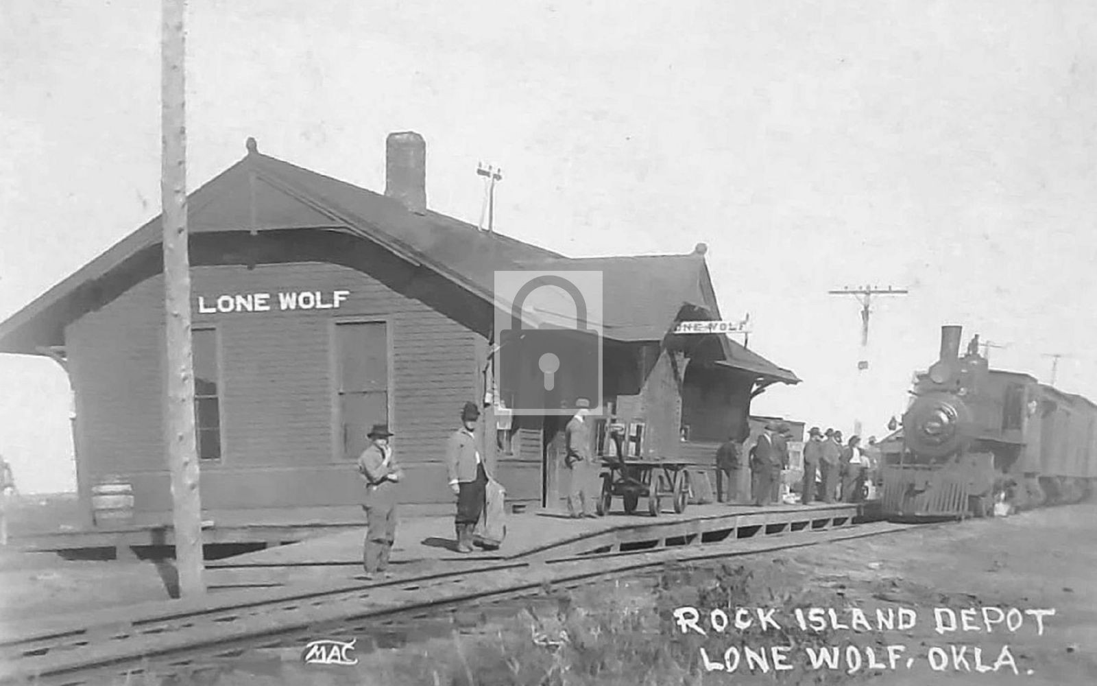 Railroad Train Station Rock Island Depot Lone Wolf Oklahoma OK - Reprint Railroad Train Station Rock Island Depot Lone Wolf Oklahoma OK - Reprint