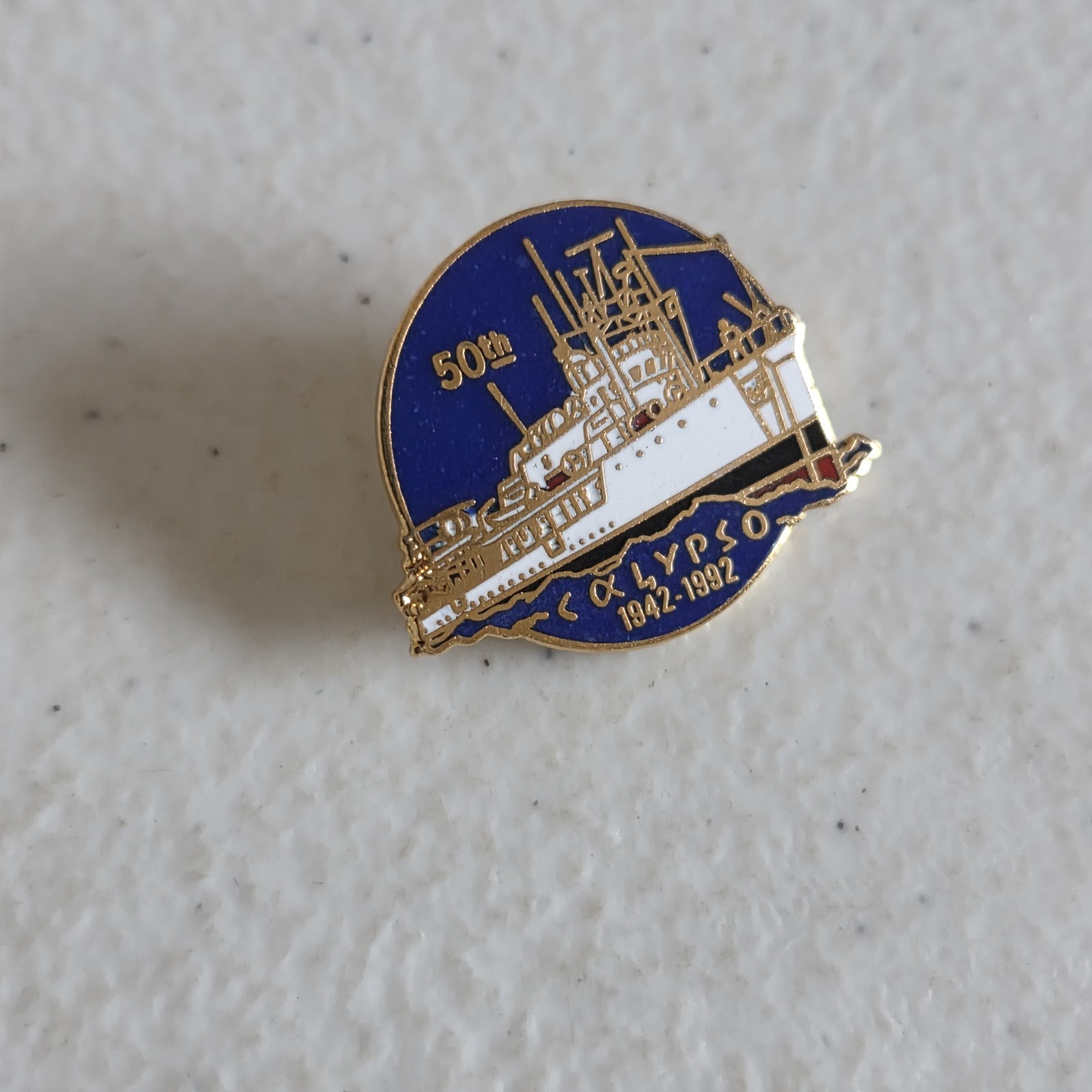 Jacques Cousteau's Calypso 50th Anniversary Research Vessel Pin Vintage Ship Jacques Cousteau's Calypso 50th Anniversary Research Vessel Pin Vintage Ship