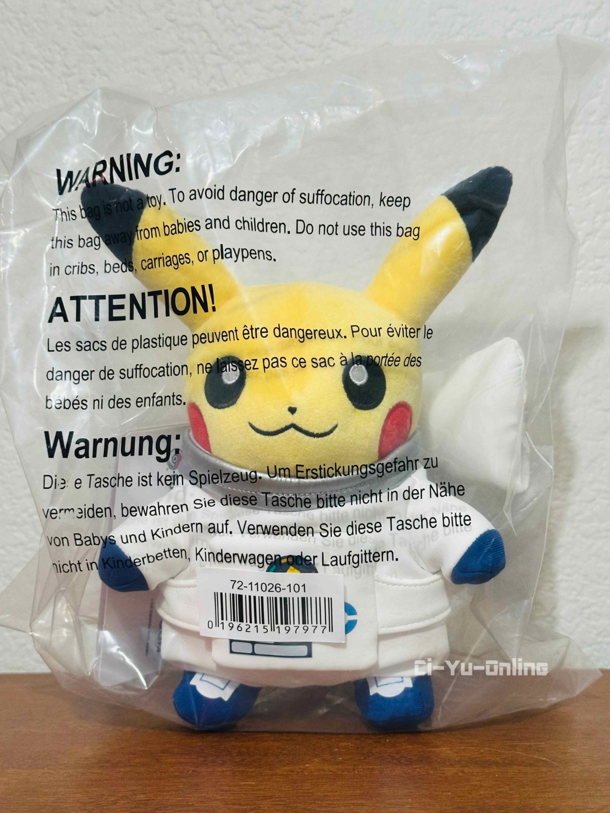 Pokemon Center Original × ESA: Astronaut Pikachu (Male) Plush Doll Space White