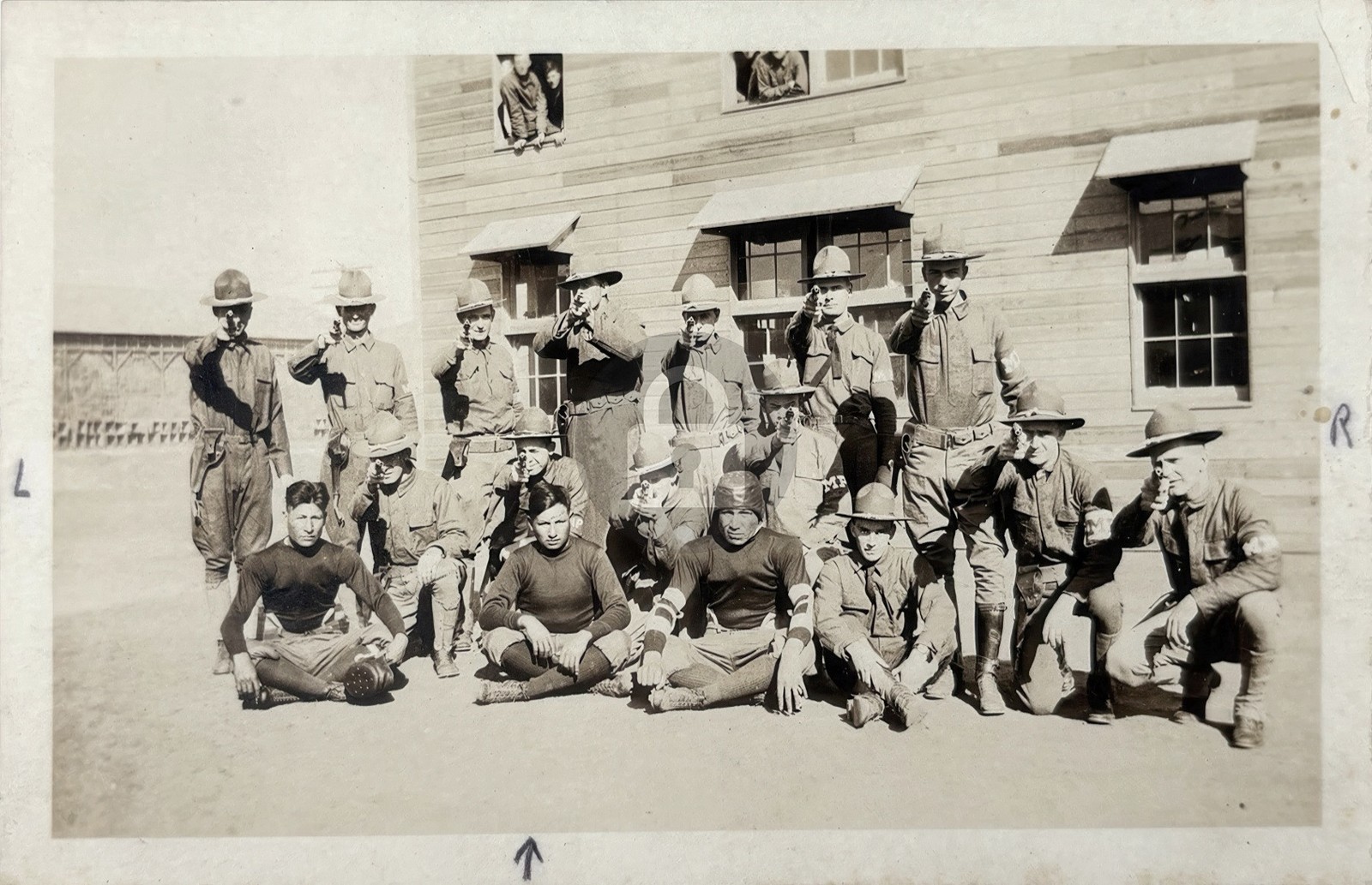 WW1 Camp Funston Fort Riley Soldiers w Pistols Football KS RPPC Postcard COPY WW1 Camp Funston Fort Riley Soldiers w Pistols Football KS RPPC Postcard COPY