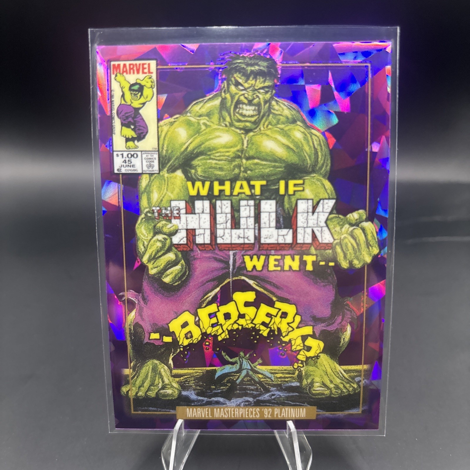 2024 Marvel Masterpieces \'92 Platinum HULK #32V Purple Crystals VC /25 2024 Marvel Masterpieces \'92 Platinum HULK #32V Purple Crystals VC /25