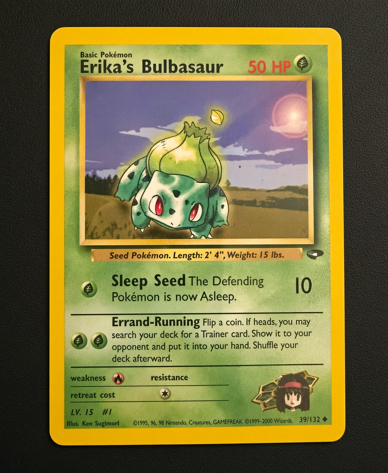 Pokemon Card Erika's Bulbasaur Bisasam No. 39/132 English Team Rocket Gym Heroes Pokemon Card Erika's Bulbasaur Bisasam No. 39/132 English Team Rocket Gym Heroes