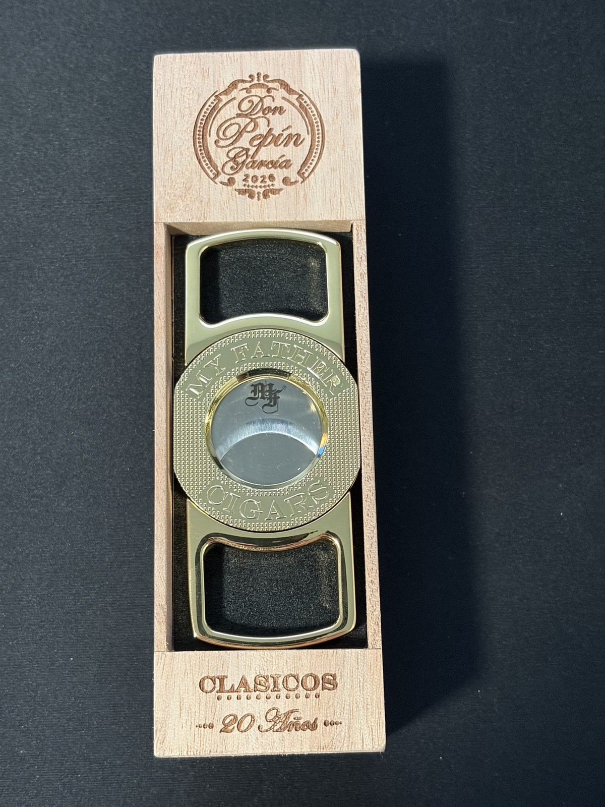 My Father Cigars Don Pepin Garcia Clasico 20th Anniversary Gold Cigar Cutter My Father Cigars Don Pepin Garcia Clasico 20th Anniversary Gold Cigar Cutter