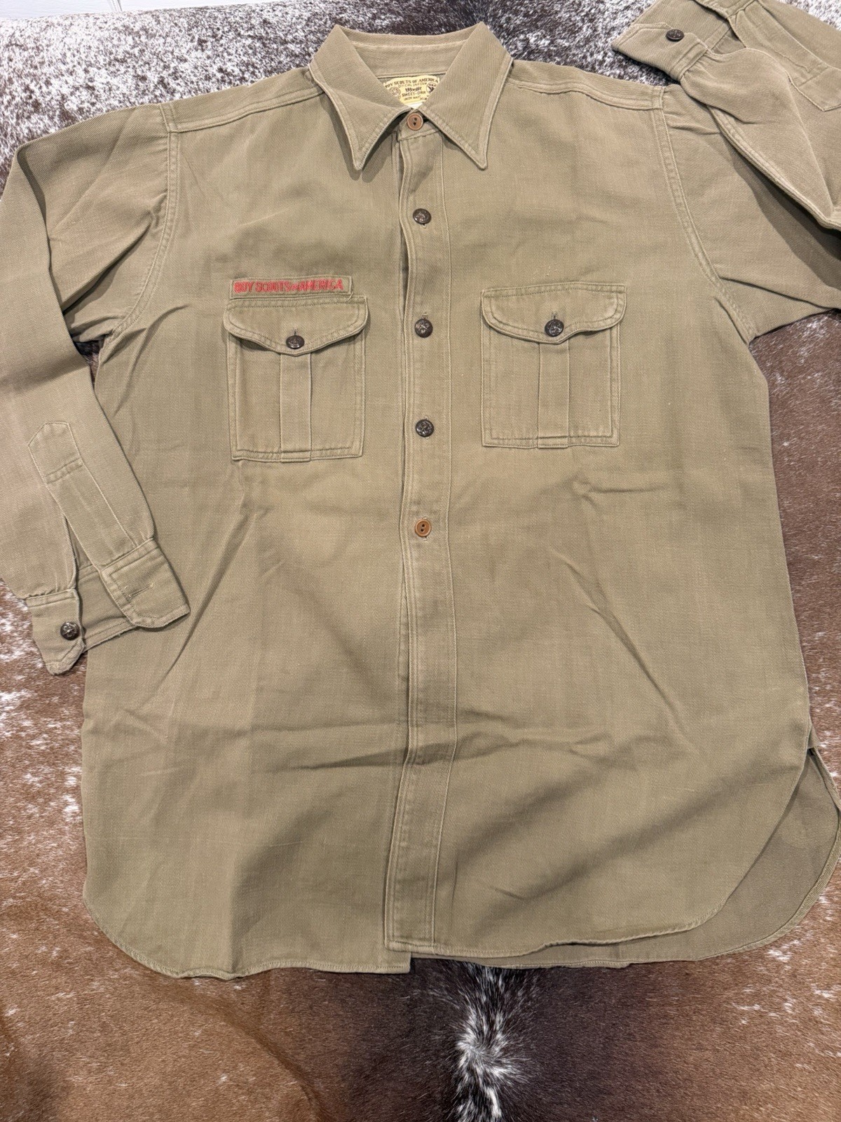 Vintage 1930s 40s BSA Boy Scouts Sweet-Orr Uniform Shirt Metal Buttons USA Vintage 1930s 40s BSA Boy Scouts Sweet-Orr Uniform Shirt Metal Buttons USA