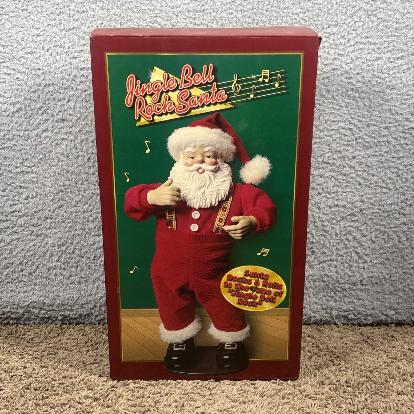 Rock Santa Jingle Bell Rock Santa 1998 Animated Dancing Musical w/ Box Helms
