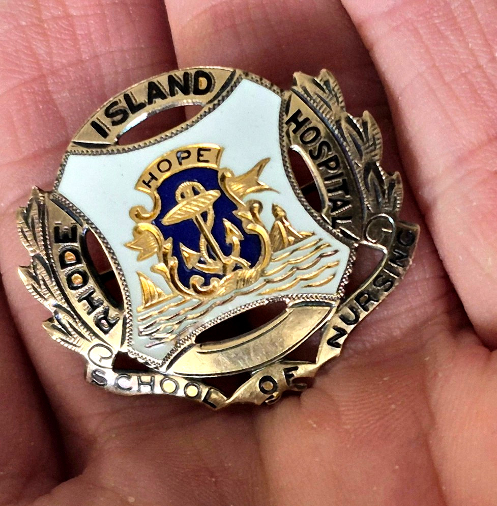 Vintage 1952 10K & Enamel Rhode Island Hospital School Of Nursing Pin. Inscribed Vintage 1952 10K & Enamel Rhode Island Hospital School Of Nursing Pin. Inscribed