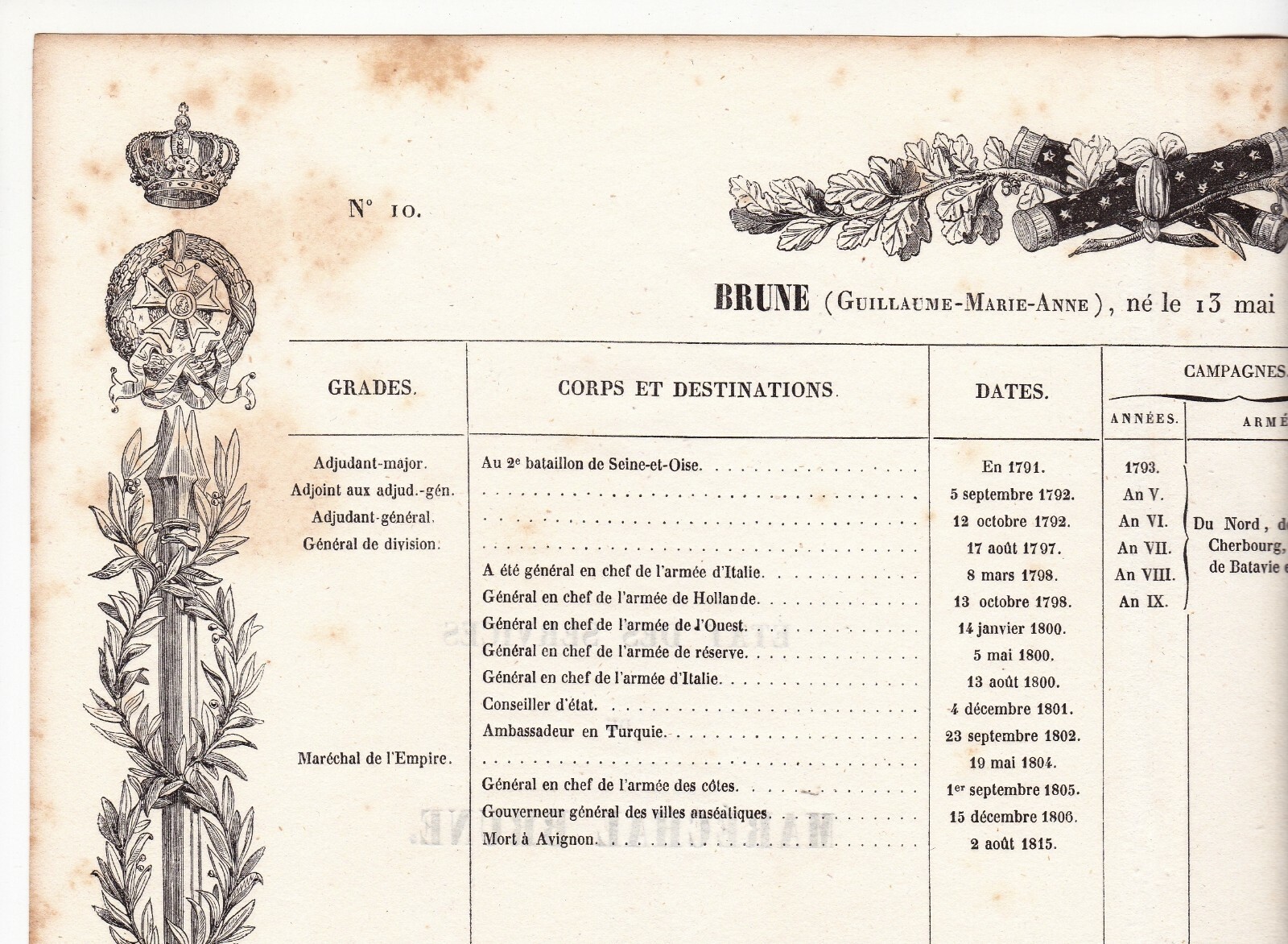 Brown Marshal Napoleon Bonaparte First Empire Service States 1839 Brown Marshal Napoleon Bonaparte First Empire Service States 1839
