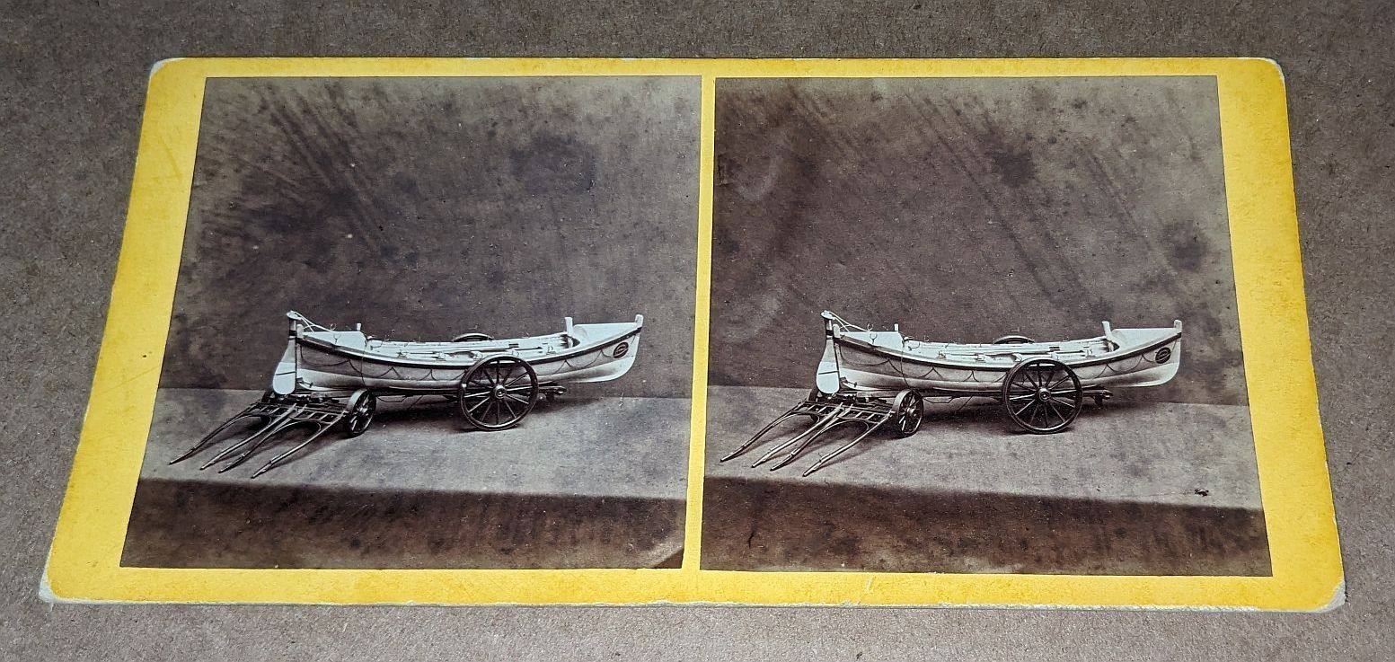 UK England Stereoview National Lifeboat Model RNLI Cromer Class ? Patent Model ?