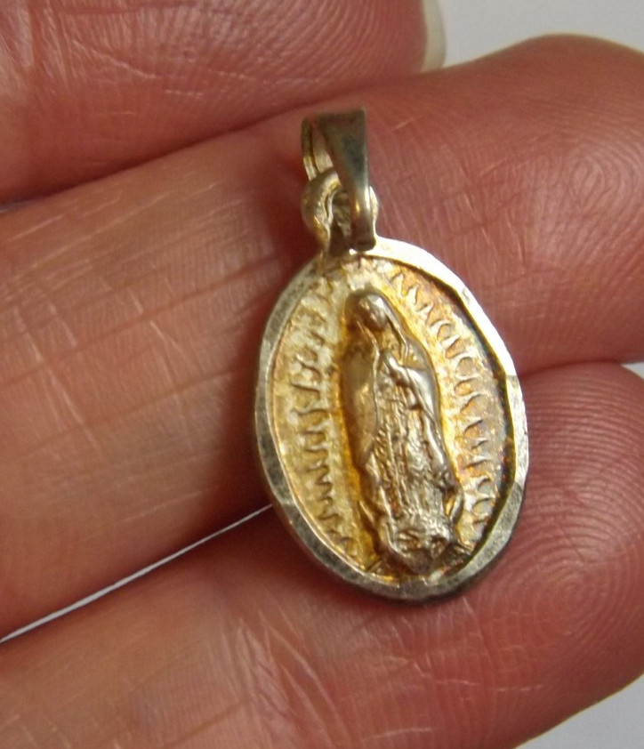 Sterling silver 925 Pope John Paul II Our Lady of Guadalupe charm pendant medal