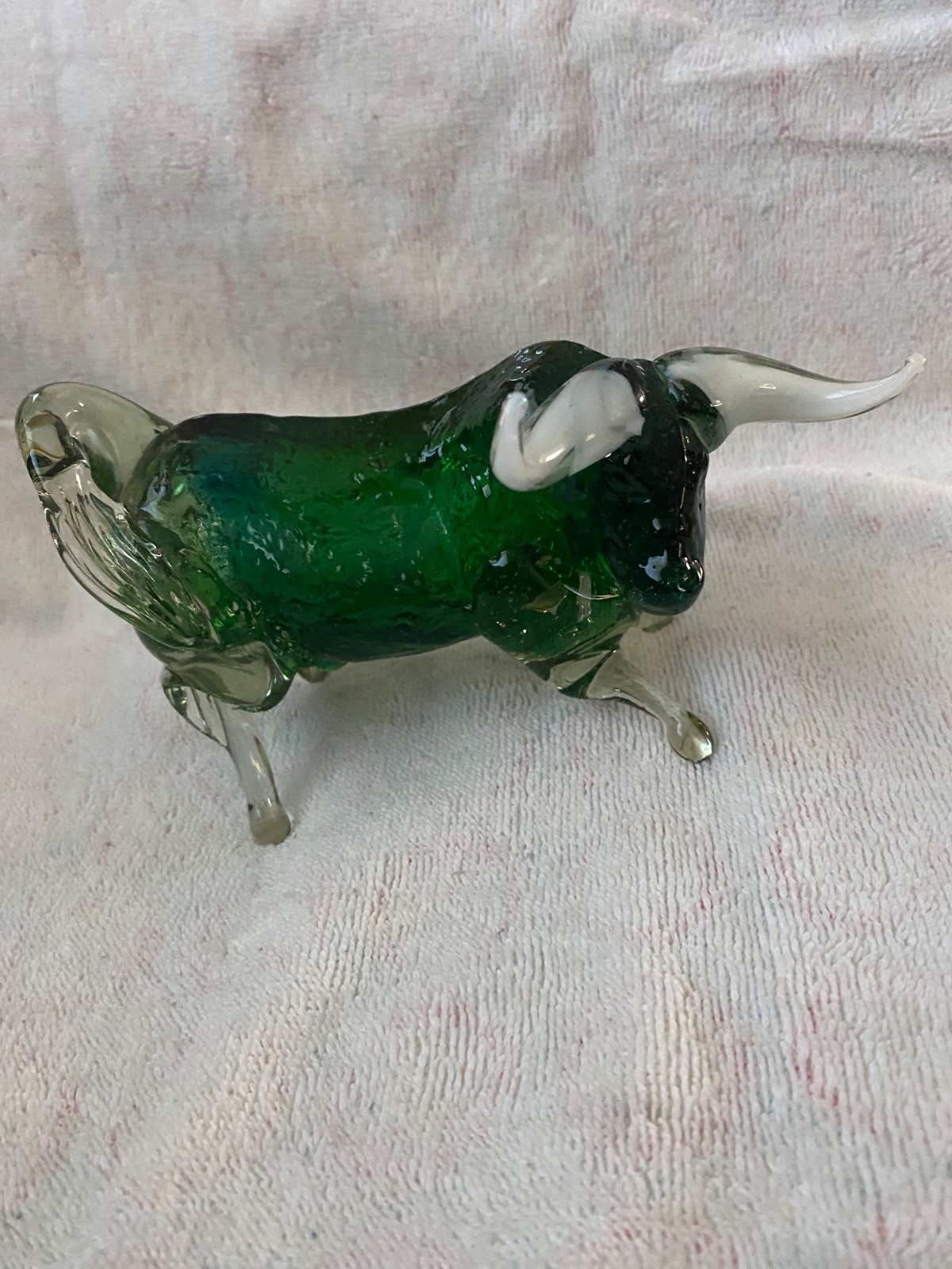 Vintage Hand Blown glass Bulls from Mexico, set of 6, unique and one of a kind