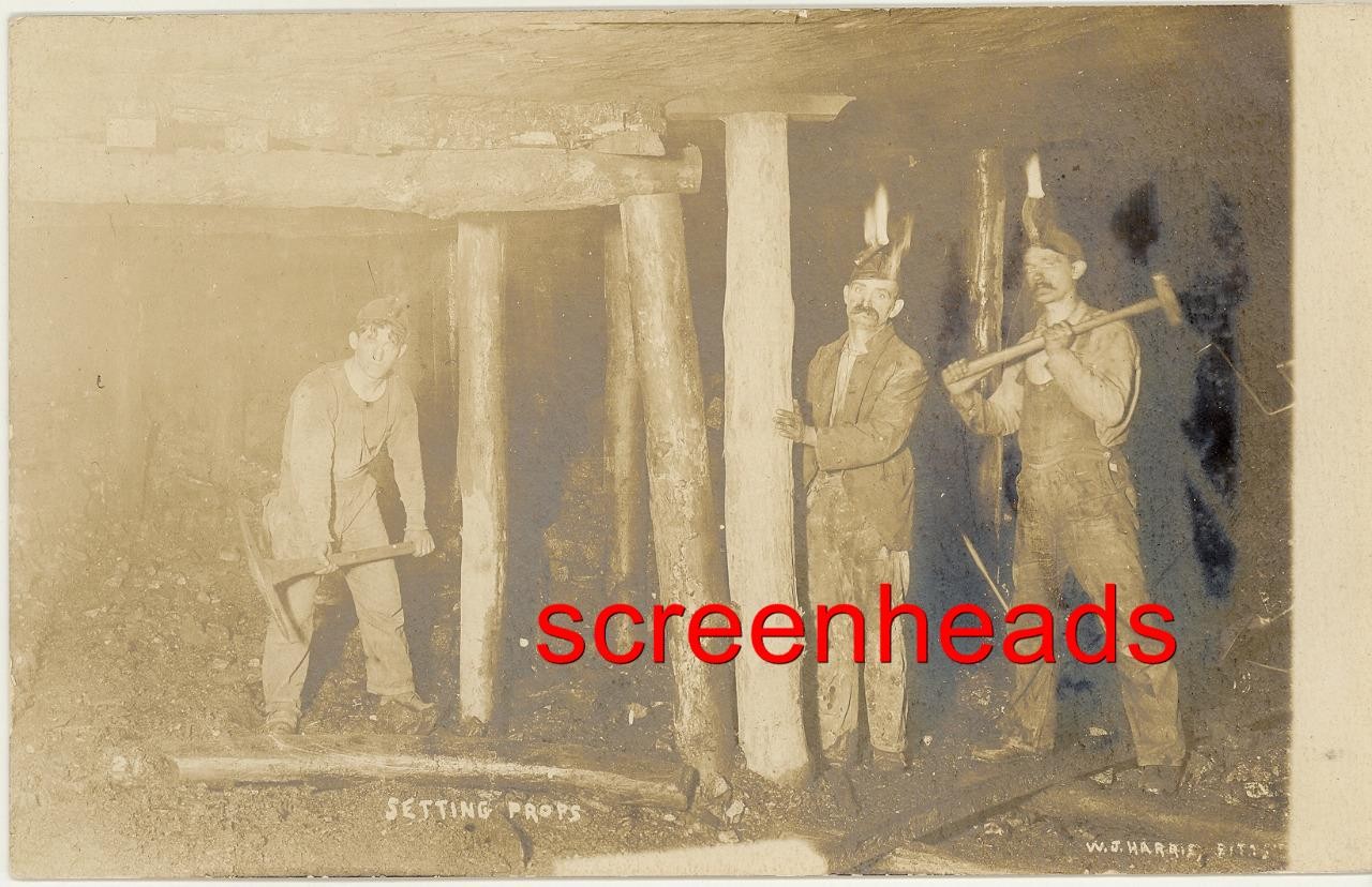 C1905-06 COAL MINERS MINING RPPC PHOTO VG PITTSTON PENNSYLVANIA W. J. HARRIS C1905-06 COAL MINERS MINING RPPC PHOTO VG PITTSTON PENNSYLVANIA W. J. HARRIS