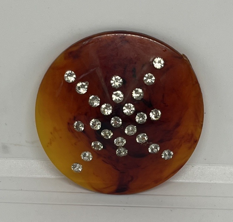 Vintage Large Celluloid Button Victorian Style Amber 2 1/8\ Vintage Large Celluloid Button Victorian Style Amber 2 1/8\