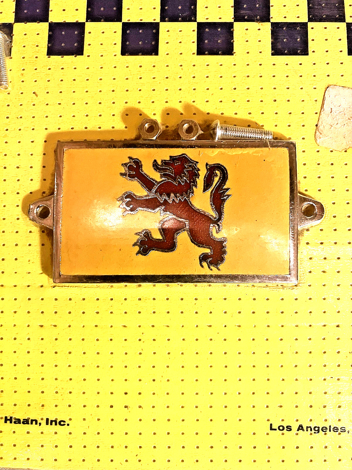 NOS Vtg 1960s Vilem B Haan Rampant Lion Grille Badge Car Emblem Enamel Backing NOS Vtg 1960s Vilem B Haan Rampant Lion Grille Badge Car Emblem Enamel Backing
