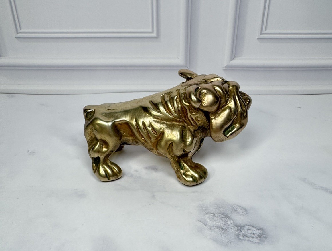 VTG Solid Brass English Bulldog Figurine Paperweight Georgia Bulldog VTG Solid Brass English Bulldog Figurine Paperweight Georgia Bulldog
