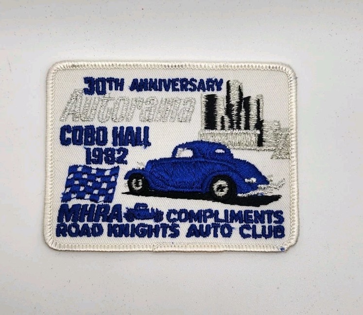1982 AUTORAMA Patch MHRA-DETROIT Michigan-HOT ROD-Unused-Sew On-ROAD KNIGHTS 1982 AUTORAMA Patch MHRA-DETROIT Michigan-HOT ROD-Unused-Sew On-ROAD KNIGHTS