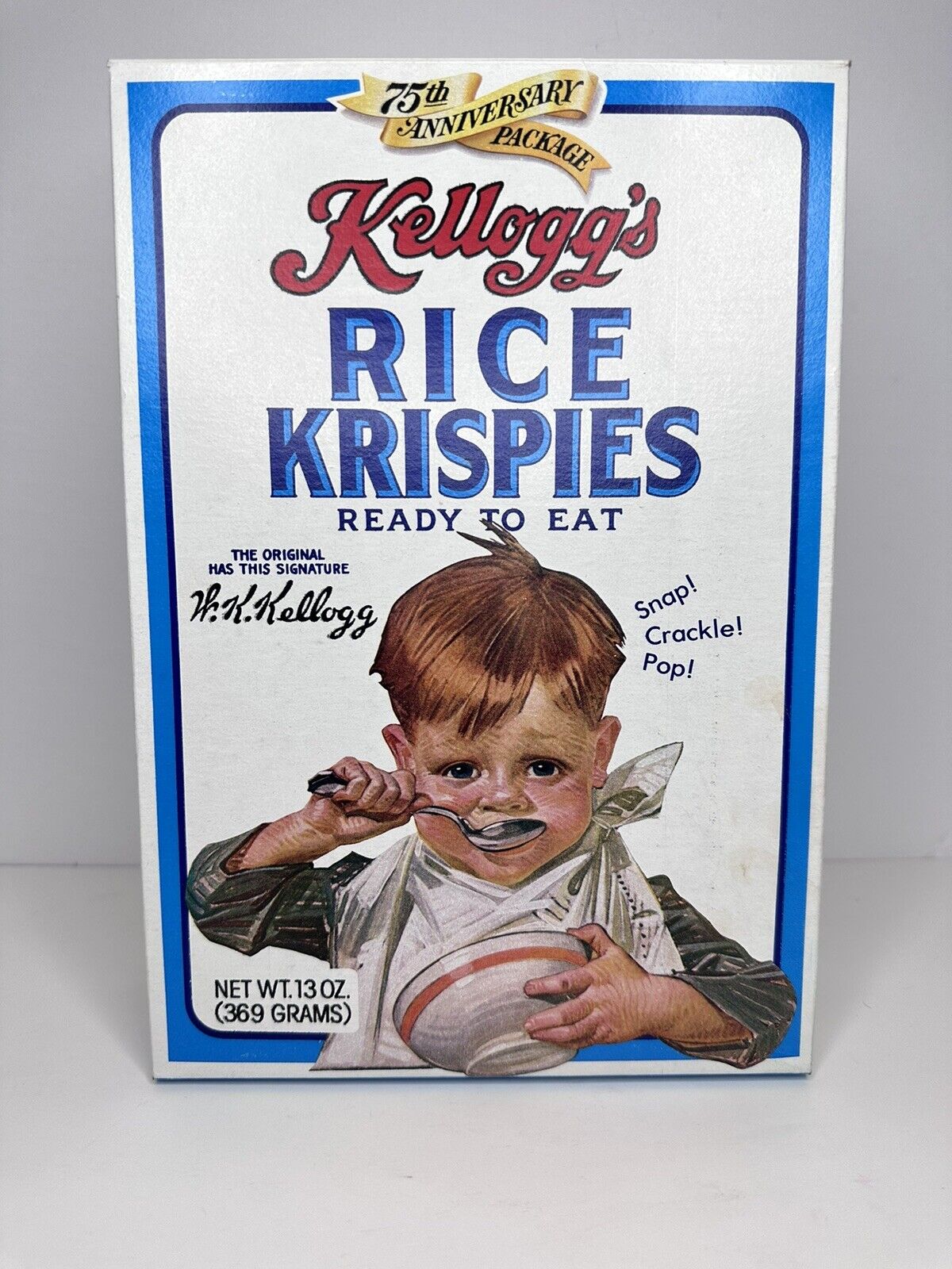 Vintage 1981 KELLOGG'S Rice Krispies 75th Anniversary Empty Cereal Box - Og Bag