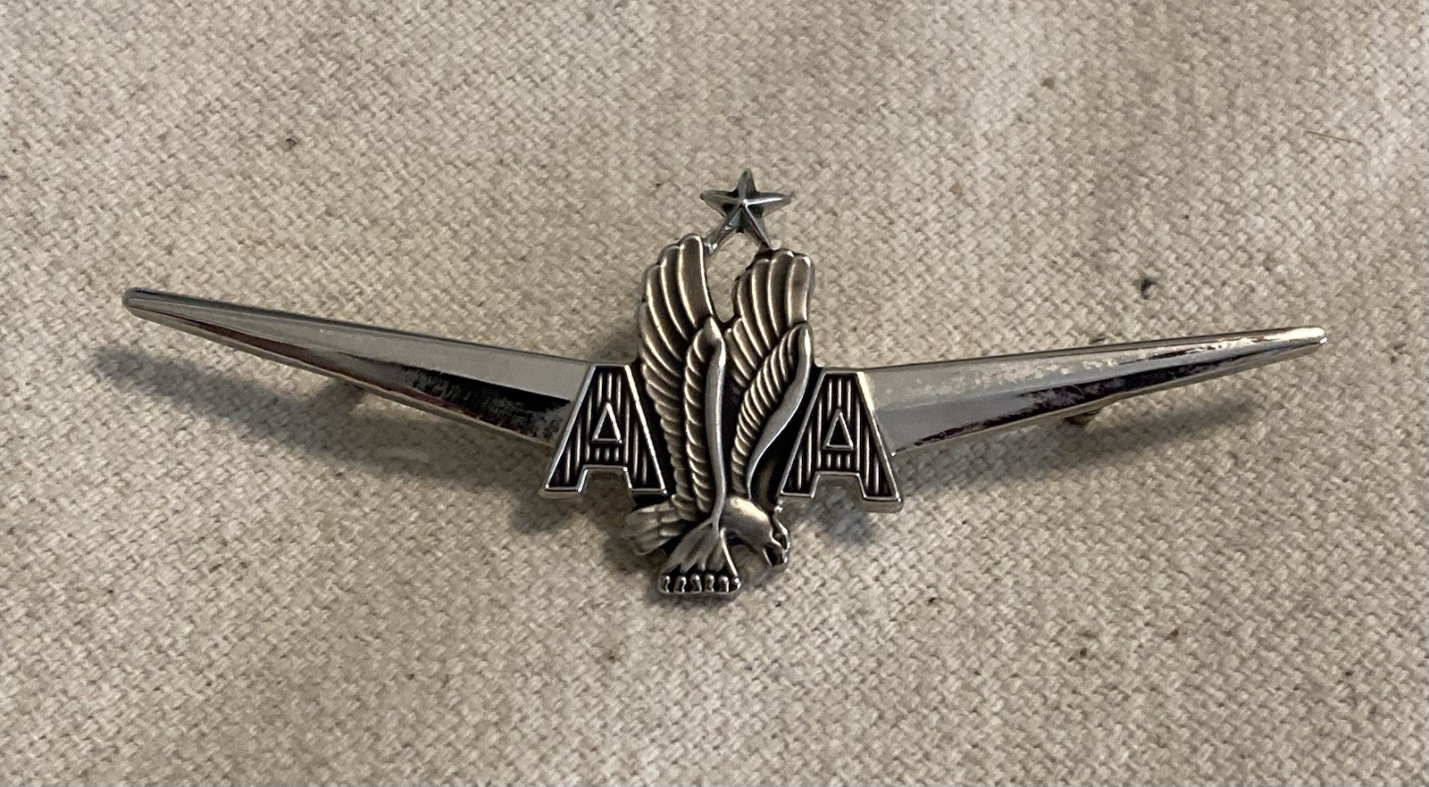 Vtg 1960s American Airlines Captain Pilot Wings Badge Screw Back Aviation Pin