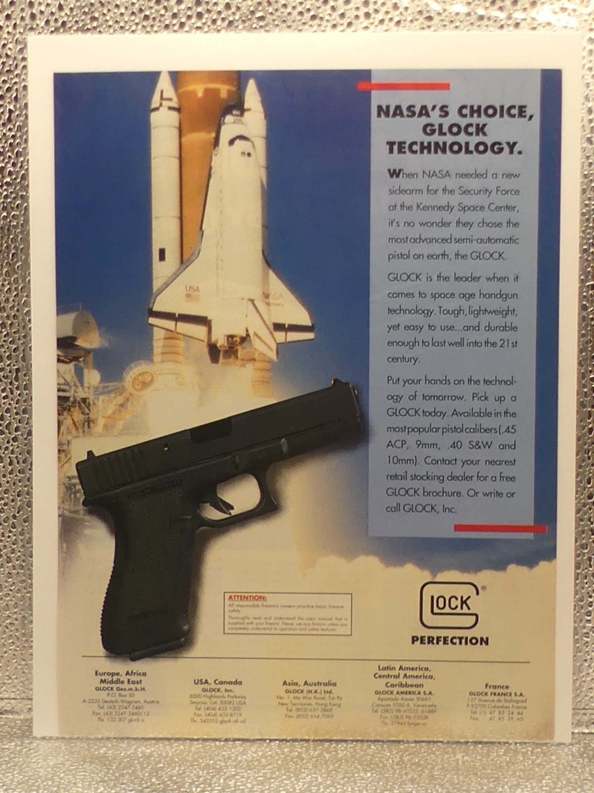 Vintage GLOCK Pistol Handgun Technology NASA 1993 Print Advertising Full Page Ad Vintage GLOCK Pistol Handgun Technology NASA 1993 Print Advertising Full Page Ad