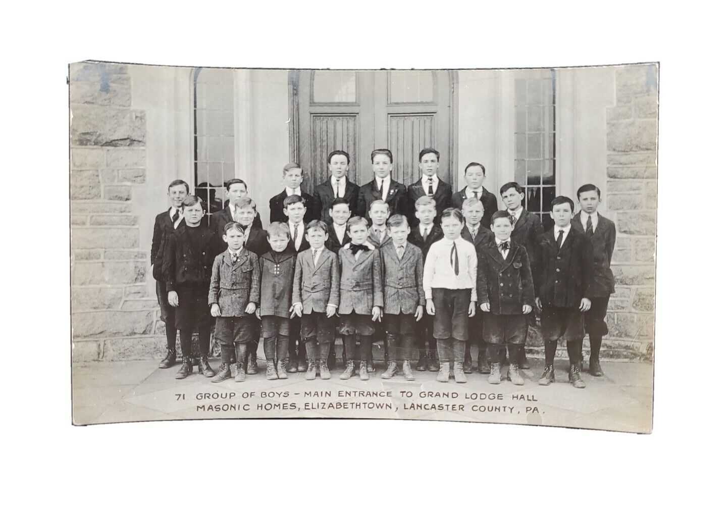 1904-1918 RPPC: 71 Group Of Boys, Elizabethtown, PA - Real Photo Postcard