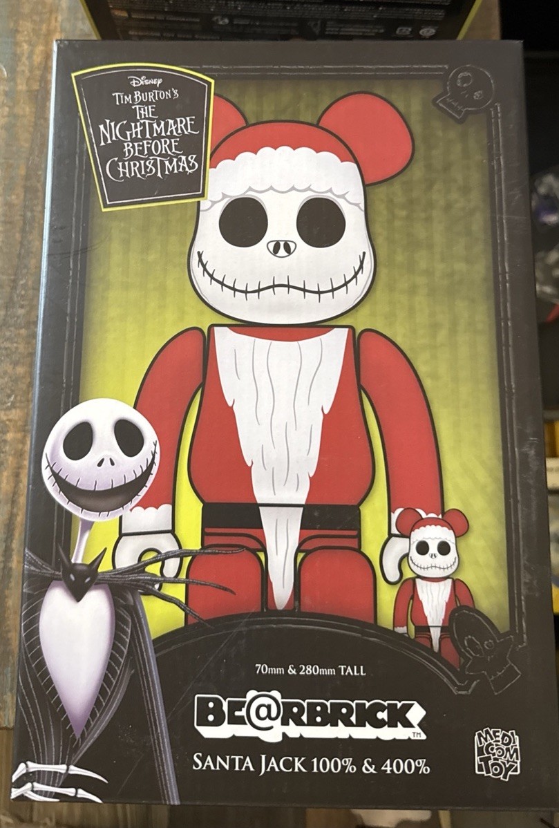 Medicom Toy Bearbrick Santa Jack 400% Disney Nightmare Before Christmas Figure Medicom Toy Bearbrick Santa Jack 400% Disney Nightmare Before Christmas Figure