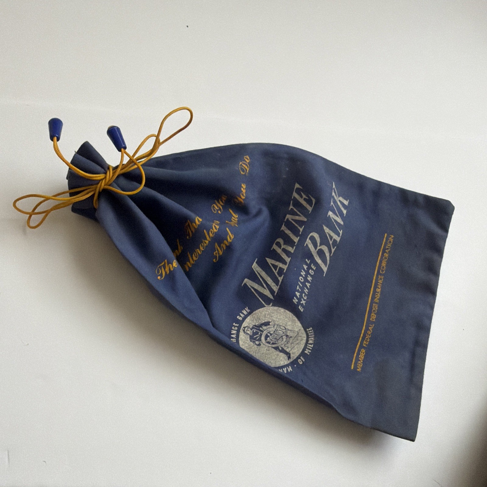 VTG 70s Blue Federal Insurance Canvas Deposit Bank Bag. Coin Bag Marine Bank WI VTG 70s Blue Federal Insurance Canvas Deposit Bank Bag. Coin Bag Marine Bank WI