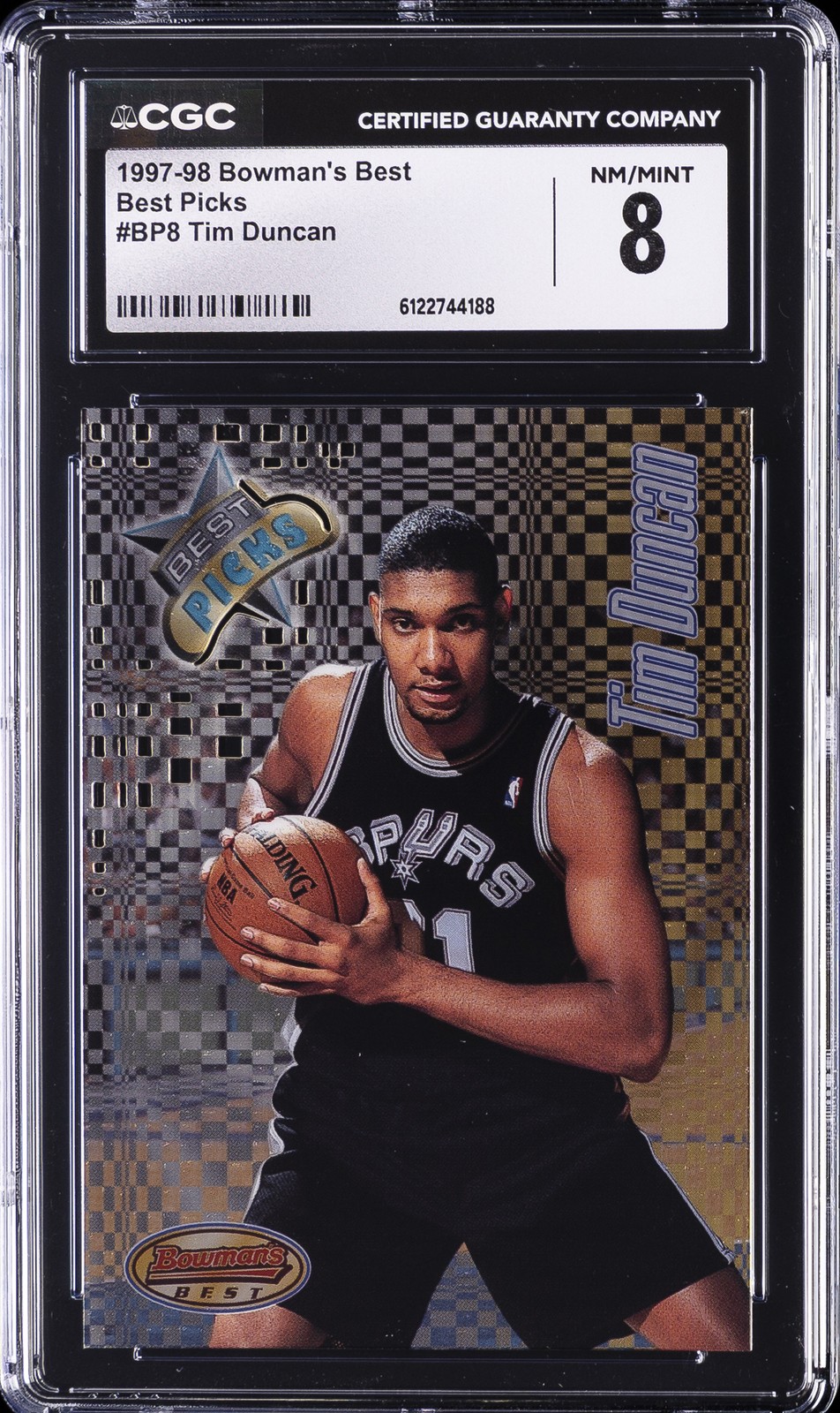 1997-98 BOWMAN'S BEST BEST PICKS #BP8 TIM DUNCAN CGC 8