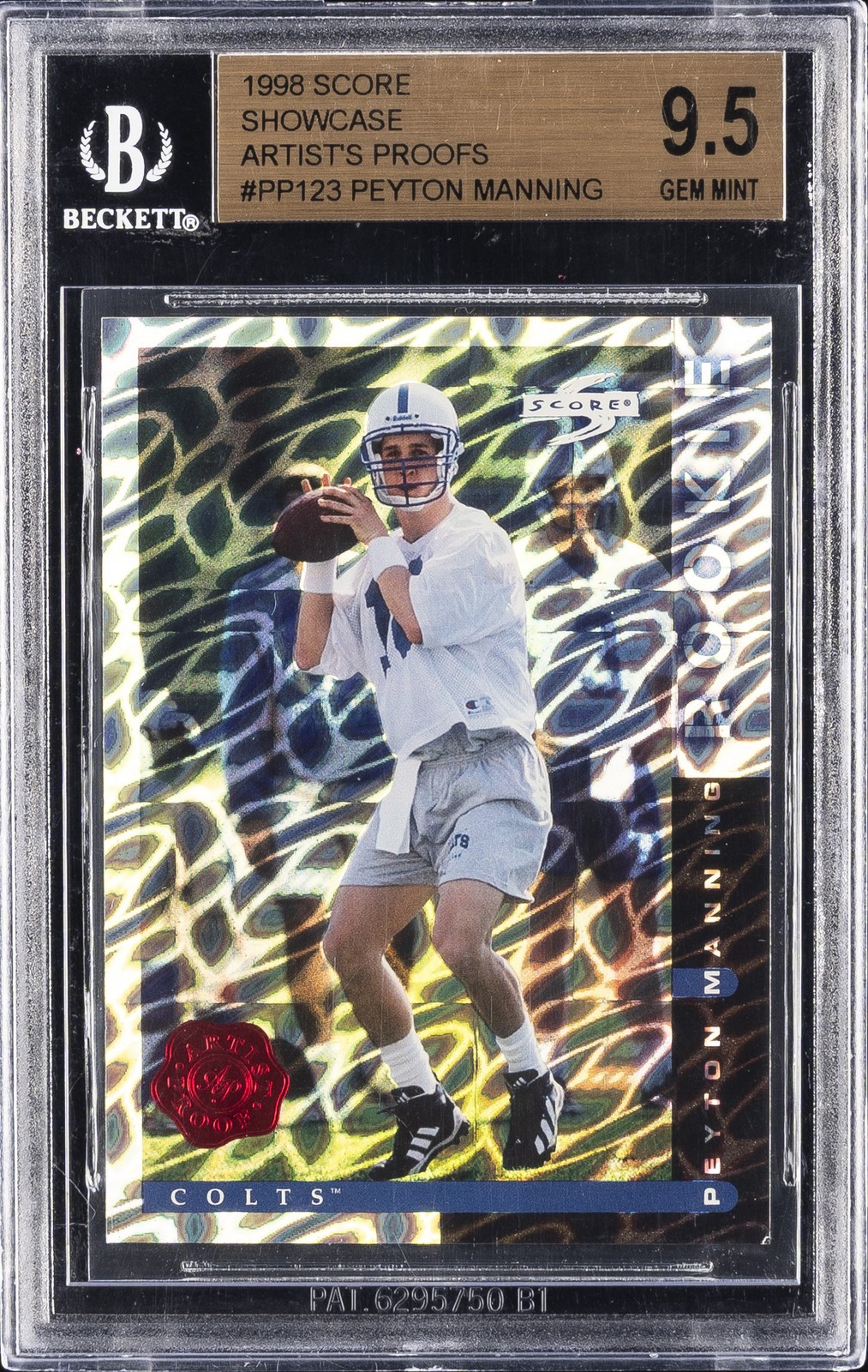 1998 SCORE #PP123 PEYTON MANNING SHOWCASE ARTIST\'S PROOFS BGS 9.5