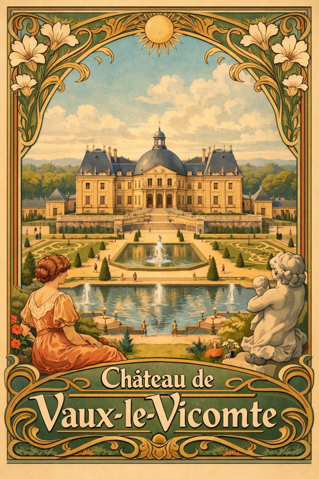 🏰 Château de Vaux-le-Vicomte Vintage Art Poster - 24x36” Print 🏰 Château de Vaux-le-Vicomte Vintage Art Poster - 24x36” Print