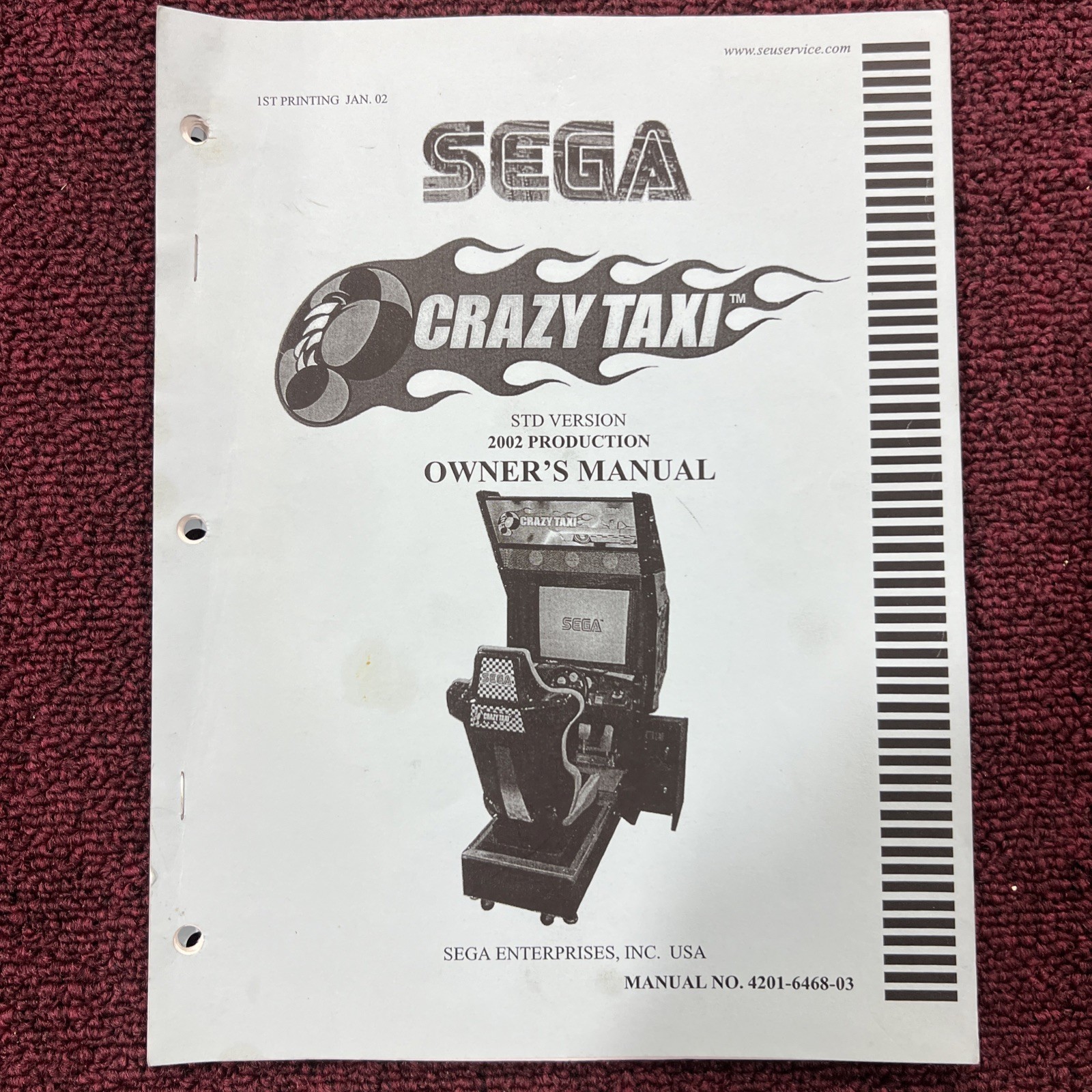 Sega Crazy Taxi US Arcade Service Manual. First Printing. 2002 Sega Crazy Taxi US Arcade Service Manual. First Printing. 2002