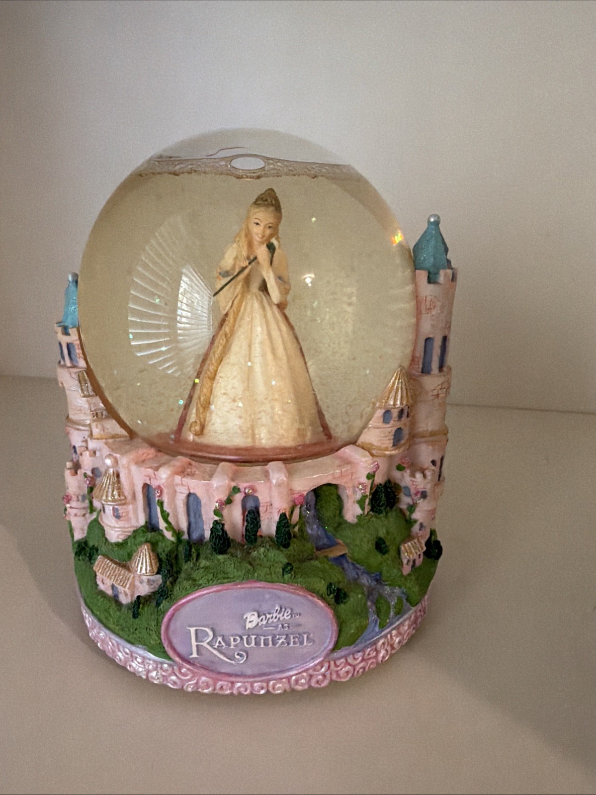 Rare 2002 Barbie as Rapunzel Musical Snow Globe Mattel Disney Princess Works