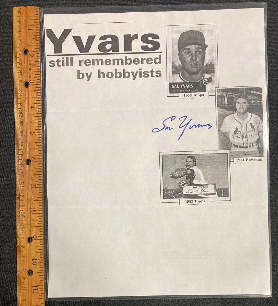 Vintage MLB Baseball player Sal Yvars hand signed item w/coa jsa available CF