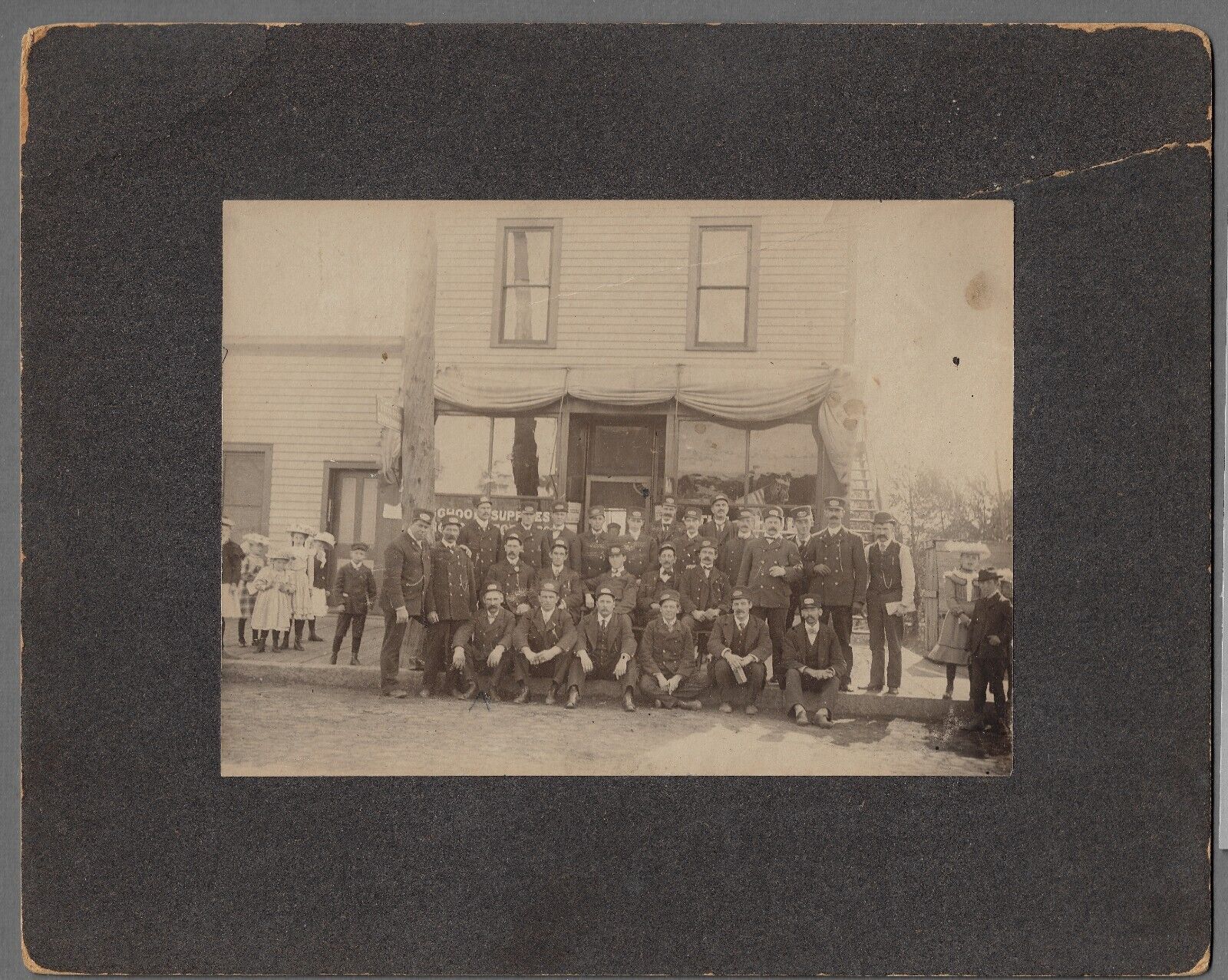 Fireman Group Portrait Outdoor View Cabinet Card Photo Circa Early 1900s