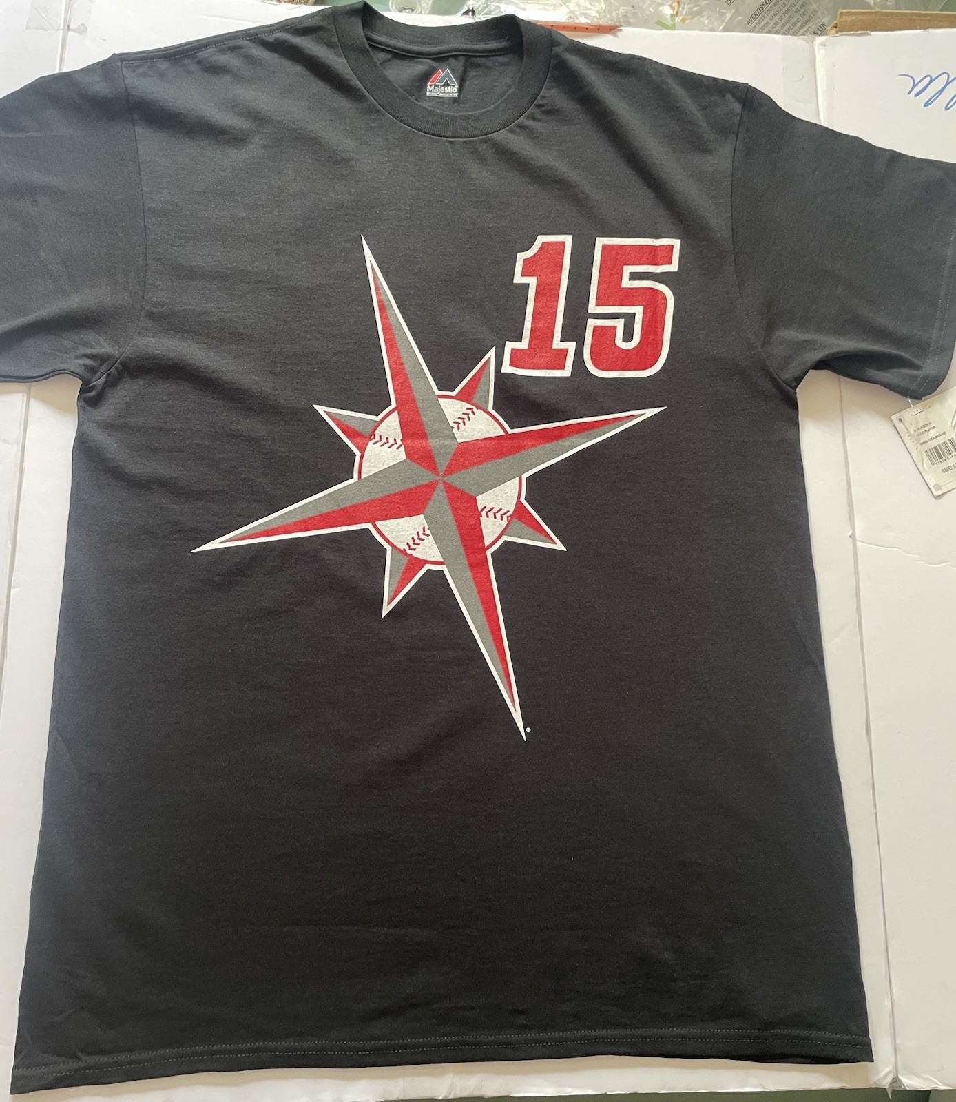 Men\'s Seattle Mariners Kyle Seager # 15 Majestic Black T-Shirt Size L Men\'s Seattle Mariners Kyle Seager # 15 Majestic Black T-Shirt Size L