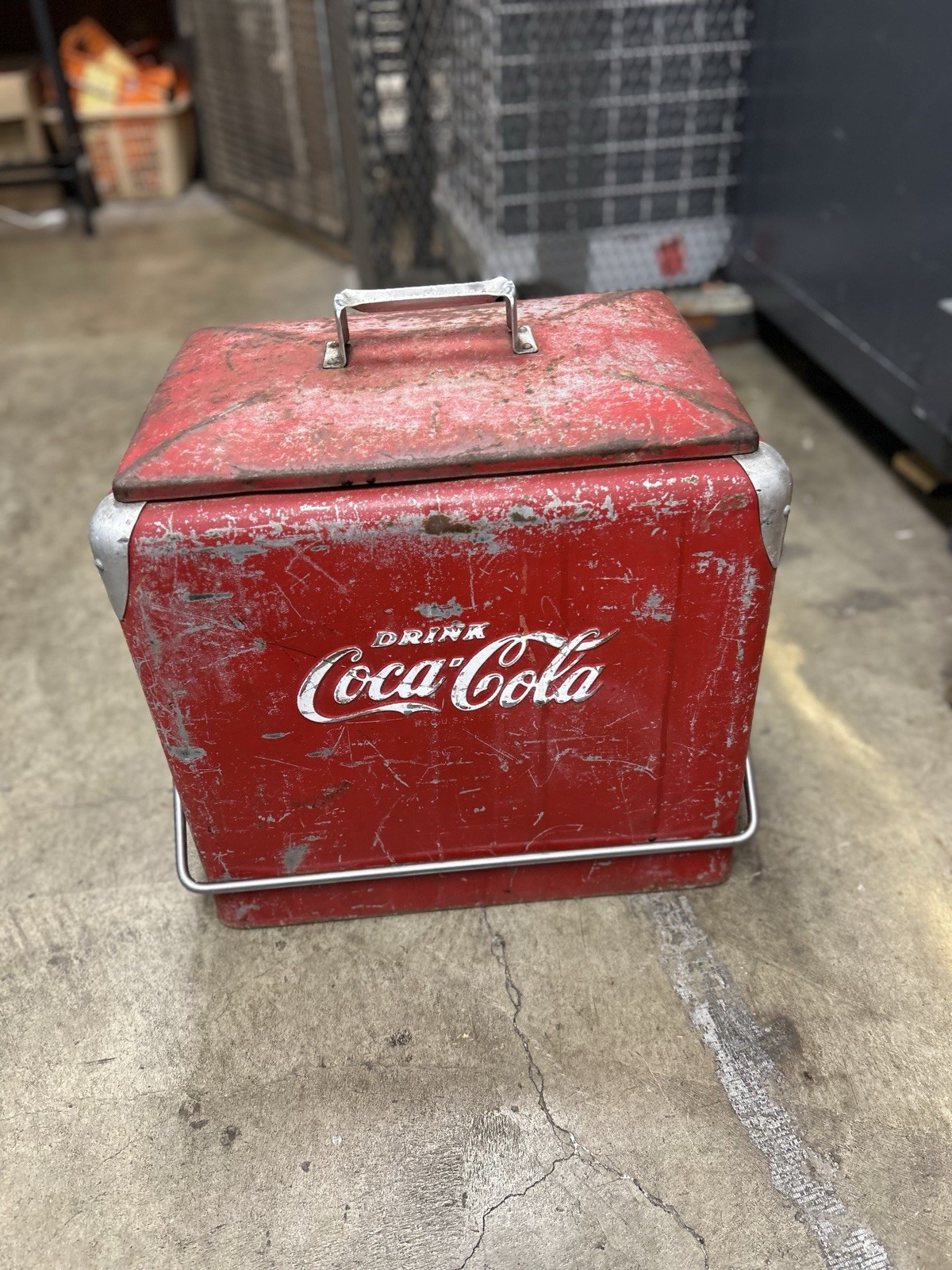 Original Vintage 1950s Coca Cola Progress Metal Picnic Cooler Sandwich Tray