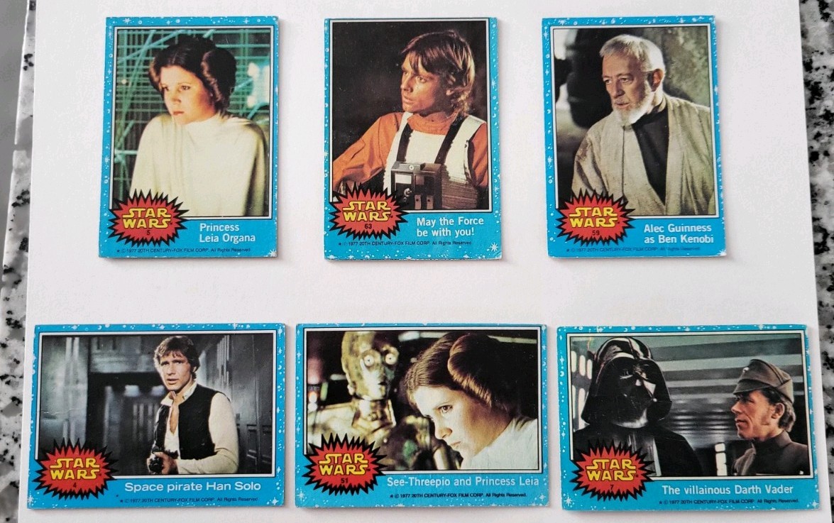 1977 Topps Star Wars Blue Series 1 ROOKIE Card Lot Darth Vader #7 Han Solo #4 1977 Topps Star Wars Blue Series 1 ROOKIE Card Lot Darth Vader #7 Han Solo #4