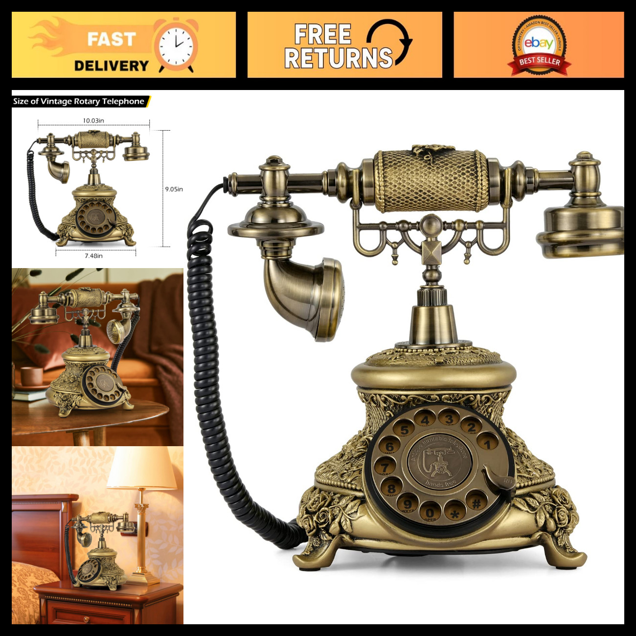 Antique Rotary Telephone Vintage Old Fashioned Phone Collectible Home Decor Antique Rotary Telephone Vintage Old Fashioned Phone Collectible Home Decor