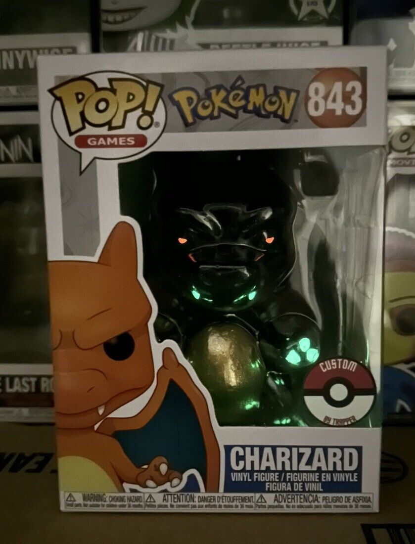 Funko POP Pokemon Shiny GITD CHARIZARD #843  By Trapper Customs Diamond-ish
